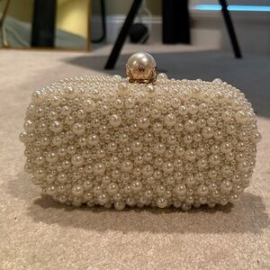 Pearl Beaded Women's Clutch - Ivory